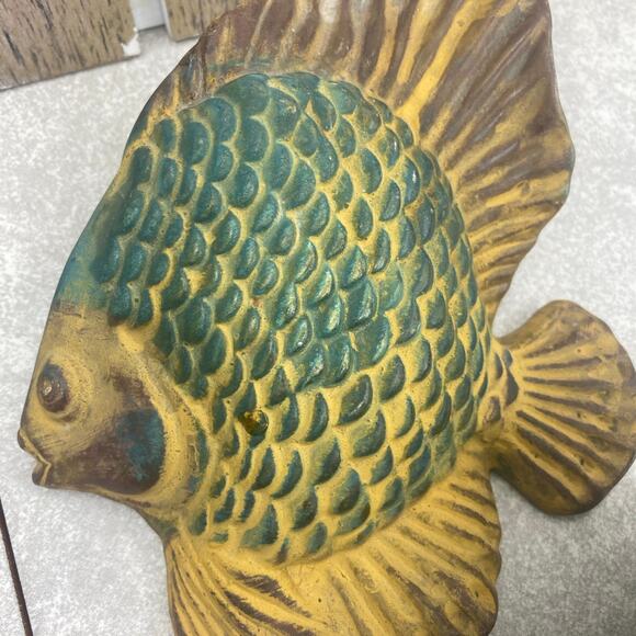 Chalk Art? Fish Set of 3 Wall Art Artisan Spirit Mexico 6”-8” Green Brown Yellow - Picture 12 of 12